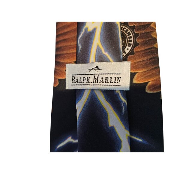 Ralph Marlin Harley Davidson Mens Tie Eagle 1995 Vintage Lightning Bolt Design - Picture 5 of 7